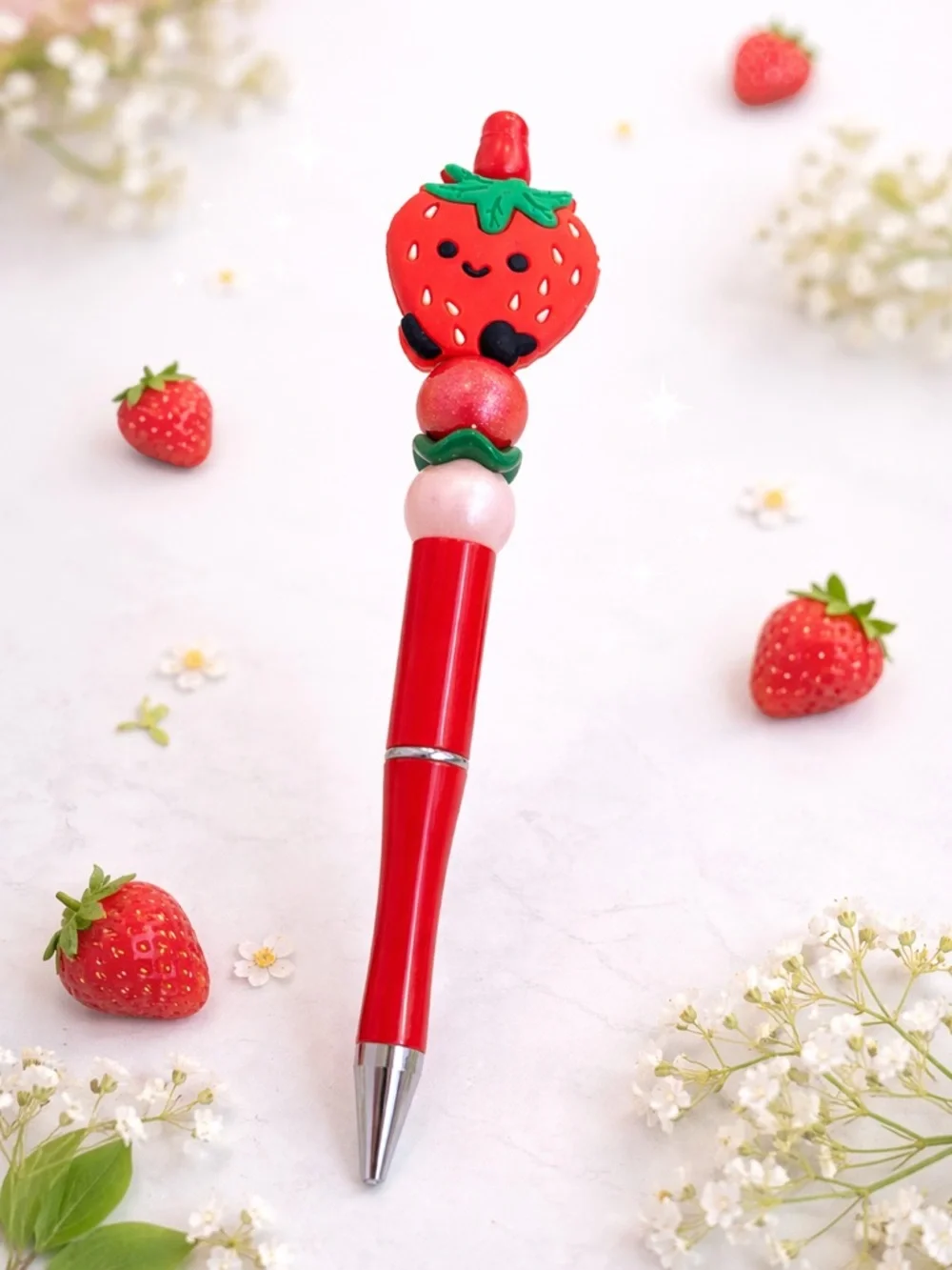 Cute Strawberry Stationery Gift Bundle – Pen, Cards, Bookmarks & Stickers